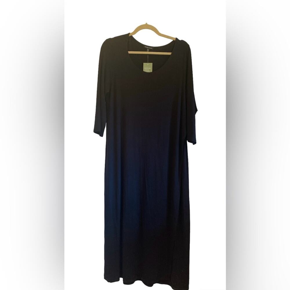 Eileen Fisher NWT women’s size M black jersey maxi dress